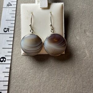 925 Sterling Silver and Gray Agate Earrings